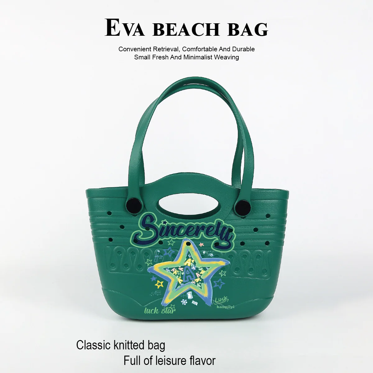 

1 Fashionable Star-Printed Eva Beach Bag, Waterproof and Durable, Suitable for Use at the Beach or Seaside, with a Large Capacity to Hold Items Such as Mobile Phones, Books, Swimsuits, Etc., Suitable for Travel, Vacation, Daily Shopping, and Commuting