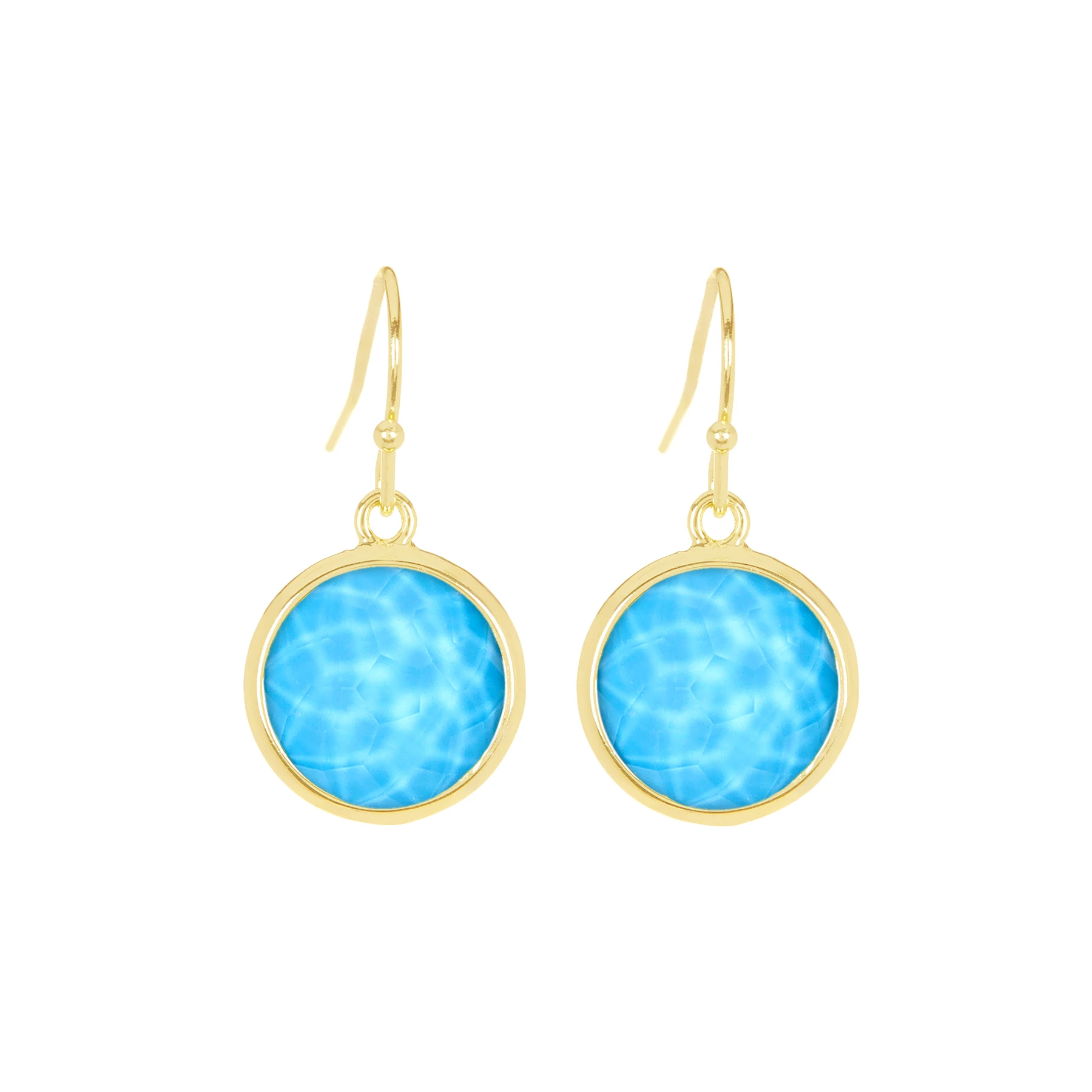 Turquoise Quartz Fancy Cut Round Drop Earrings Gemstone Earrings for Women