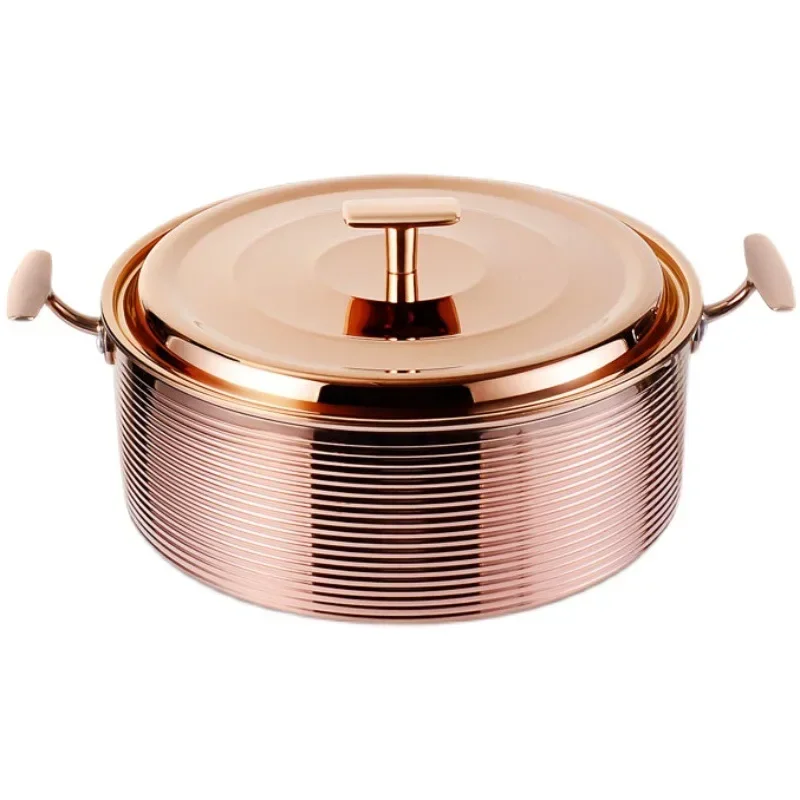 

304 Stainless Steel Soup Pot Three-Layer Steel Binaural Induction Cooker Special Use Hot Pot Commercial Small Hot Pot One Person