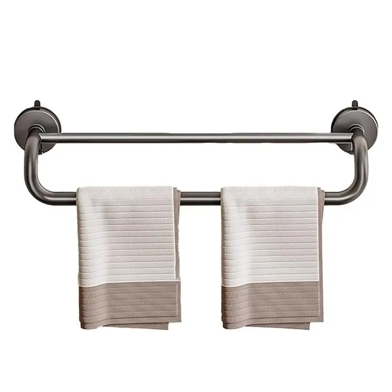 

Double Towel Bar Suction Cup Wall Mounted Towel Rack Wall Mounted Punch-proof 13.7in Long Bath Cloth Hanger Aluminum For Hotel
