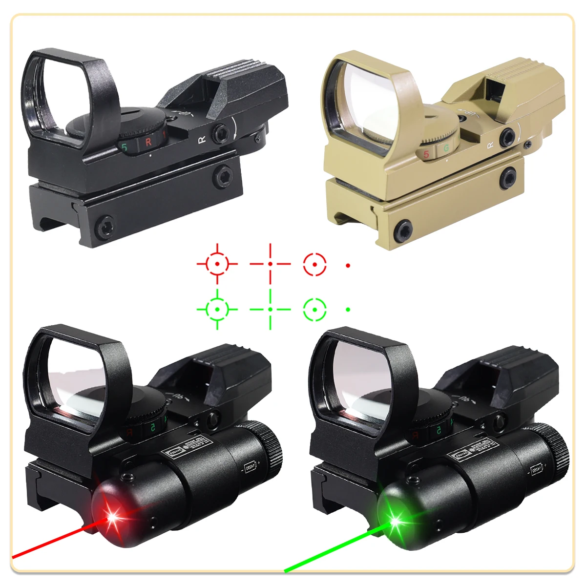 Lunette de visée avec optique de chasse laser, point rouge et vert, viseur quotidien, lunette de réemploi, collimateur pour rail de 20mm, 1x22x33, lex 4