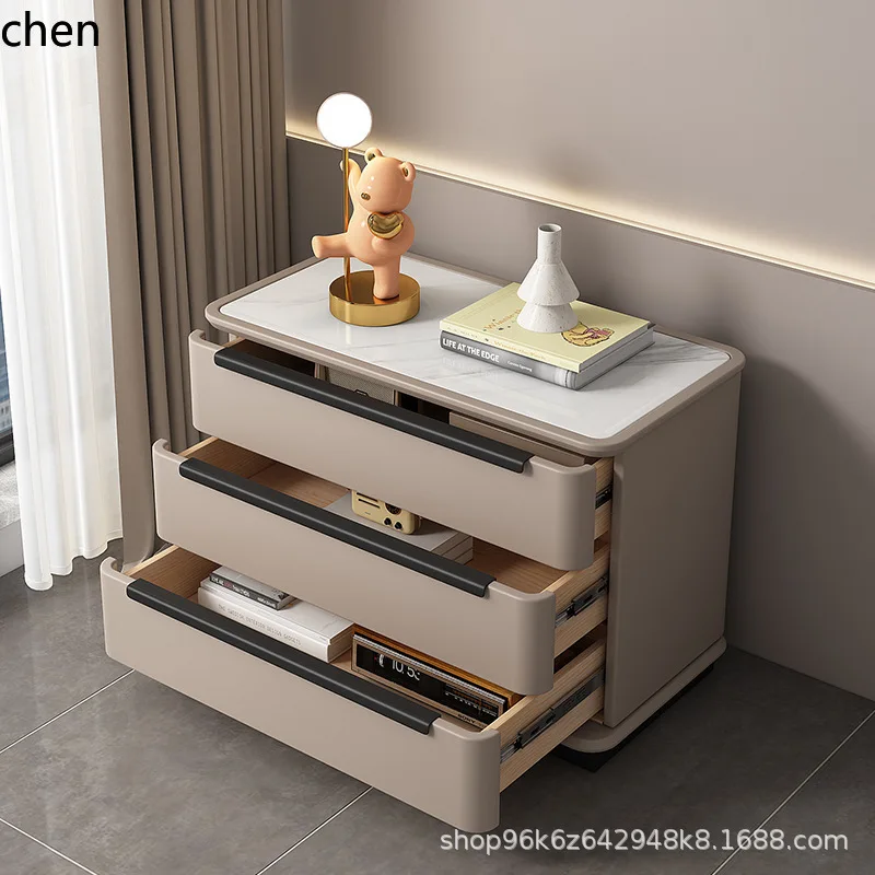 CZ Minimalist Bedside Table 80cm Wide Solid Wood Three-Drawer Cabinet