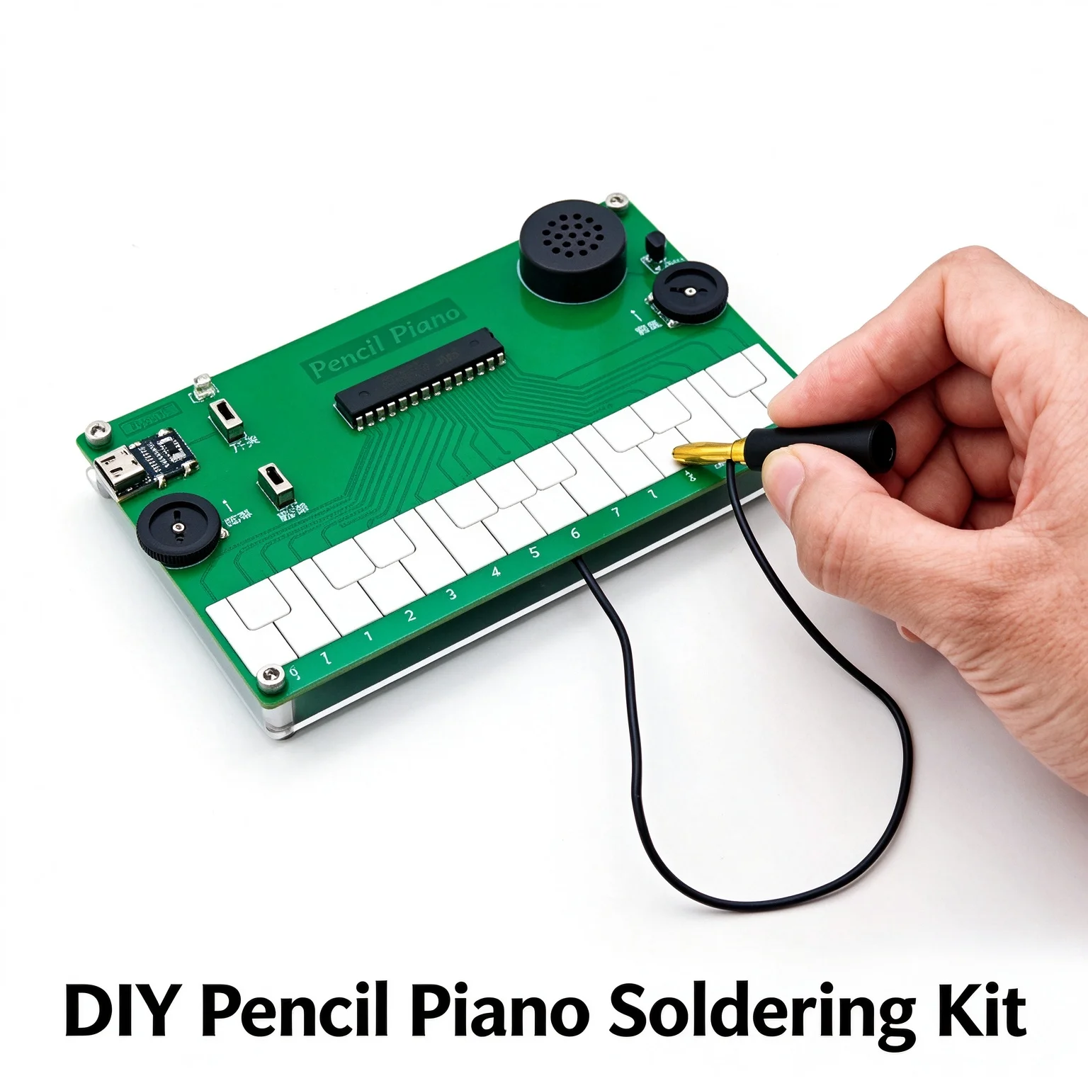 DIY Electronic Pencil Piano Kit STEM Soldering Practice Kit Type C Rechargeable Educational Electronics Kit for Students