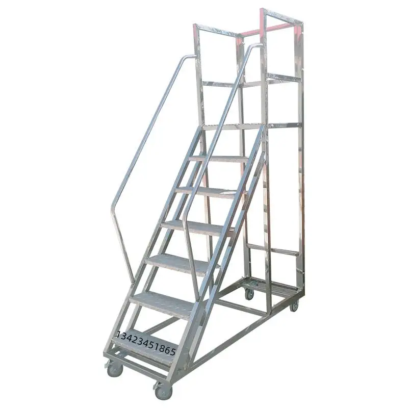 304 movable stainless steel climbing ladder warehouse, supermarket, cargo handling, step industrial maintenance, 201 platform ve