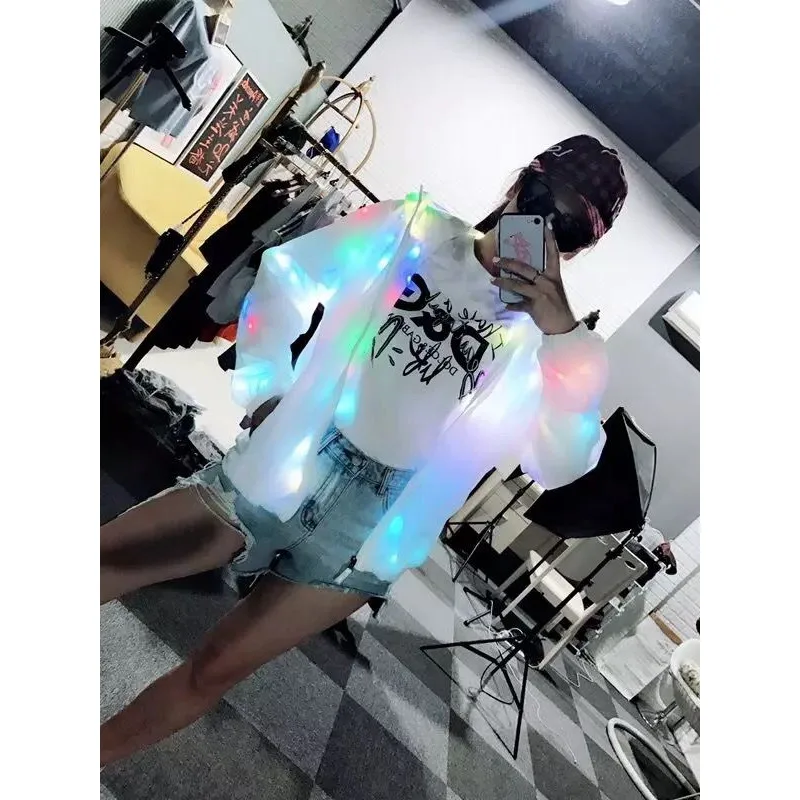 Chaqueta con luz LED, abrigo brillante, fiesta Rave, Festival de Música, ropa para Club nocturno, disfraz de actuación, ropa luminosa de Navidad y Halloween