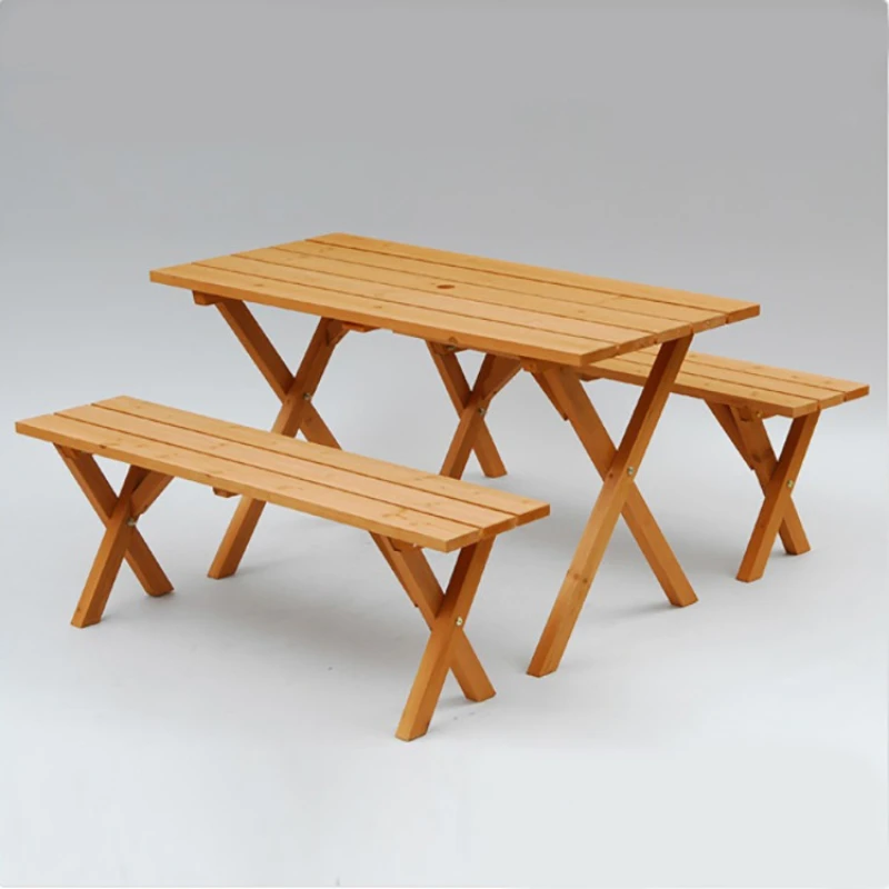 

Solid wood courtyard leisure table and chair terrace wooden barbecue table and chair combination outdoor preservative wood