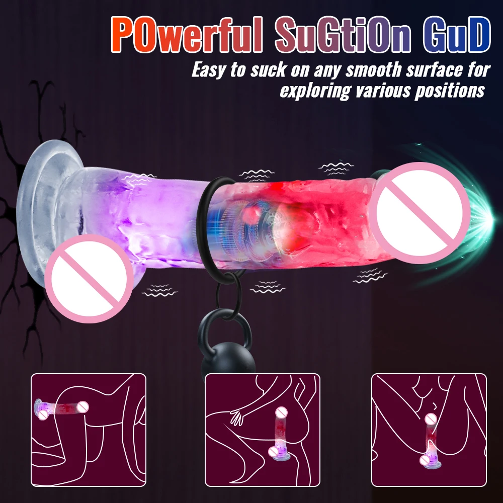 3 Sizes Realistic Jelly Dildo LED Big Dick Vibrator Anal Sex Toys Vibrating Soft G Spot Vaginal Stimulator for Women Gay Adult - Image 3