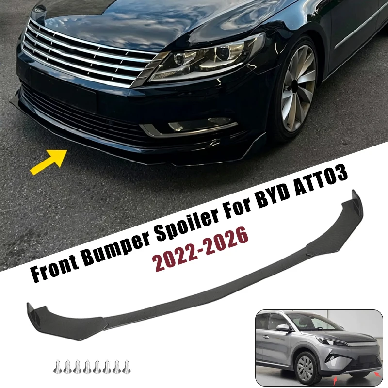 Sport Front Bumper Splitter Spoiler Lip For BYD ATTO3 2022-2026 5Pcs Adjustable Sectional Car Exterior Tuning Body Kit