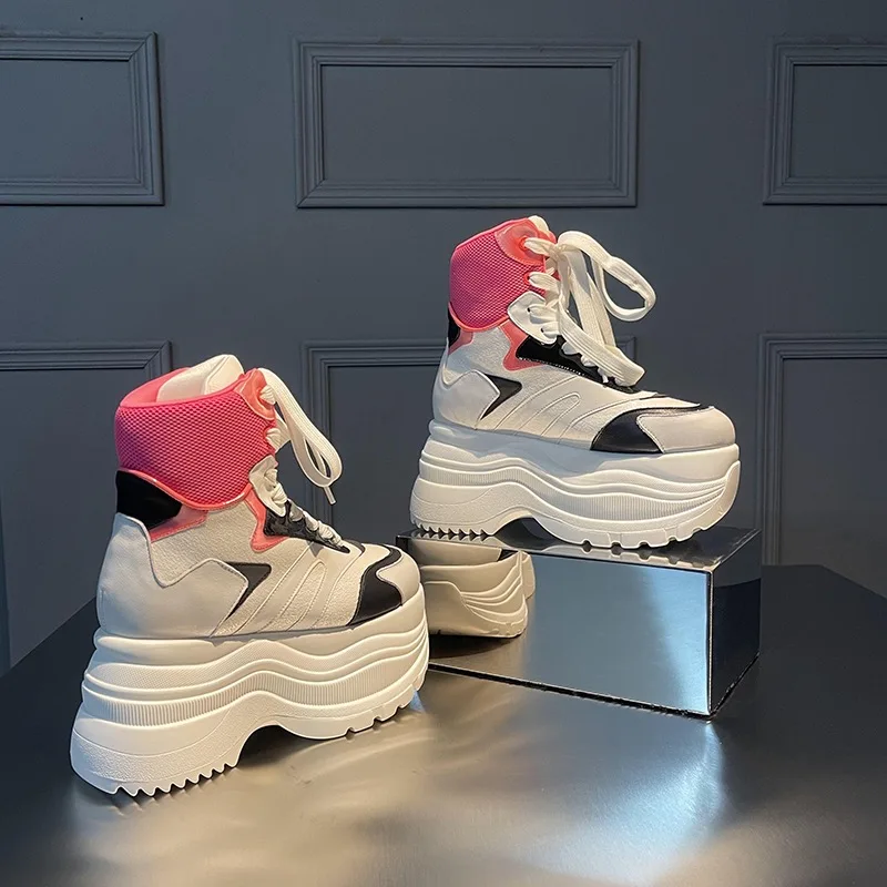 Kobiety najlepsze trampki moda wiosna jesieล Casual wysoka podeszwa obcasy buty botki prawdziwa skรณra luksusowy projektant marki 40