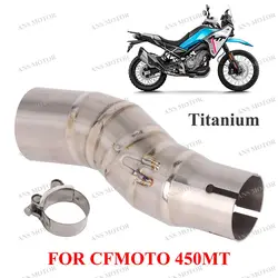 Slip On For CFMOTO 450MT 2024 Exhaust Middle Link Pipe 51MM Modify 450MT Exhaust Escape Titanium