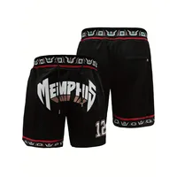 Pantalones cortos de hombre con letras bordadas, pantalones cortos de baloncesto de secado rápido con bolsillos para entrenamiento, correr, ropa deportiva informal