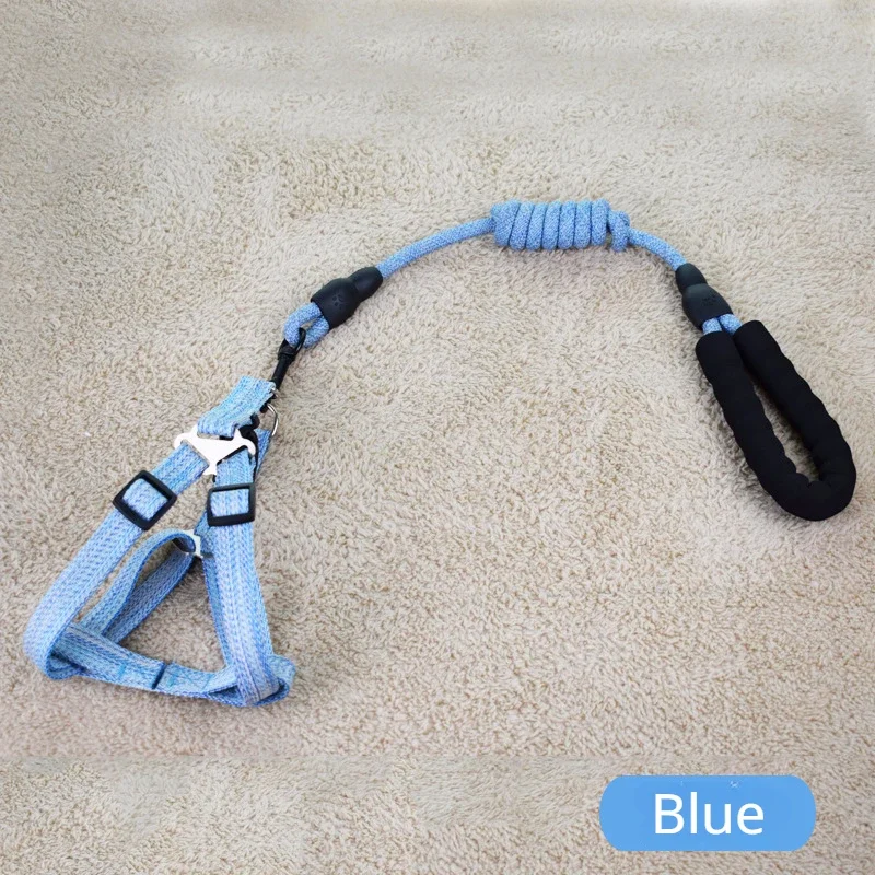 120cm Pet Traction Rope Adjustable Chest Harness Round Rope Dog Rope Simplicity Flax Pet Leash Running Leash Strap Belt