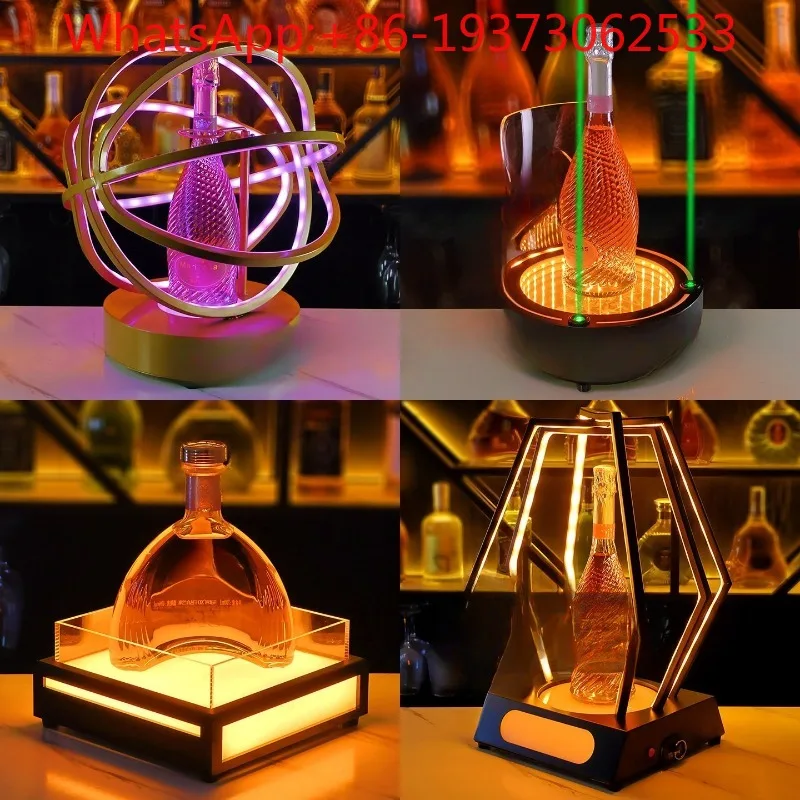 

Bar LED Luminous Wine Holder, Foreign Wine Gold Display Stand, Night Creative Spherical Wine Holder Base