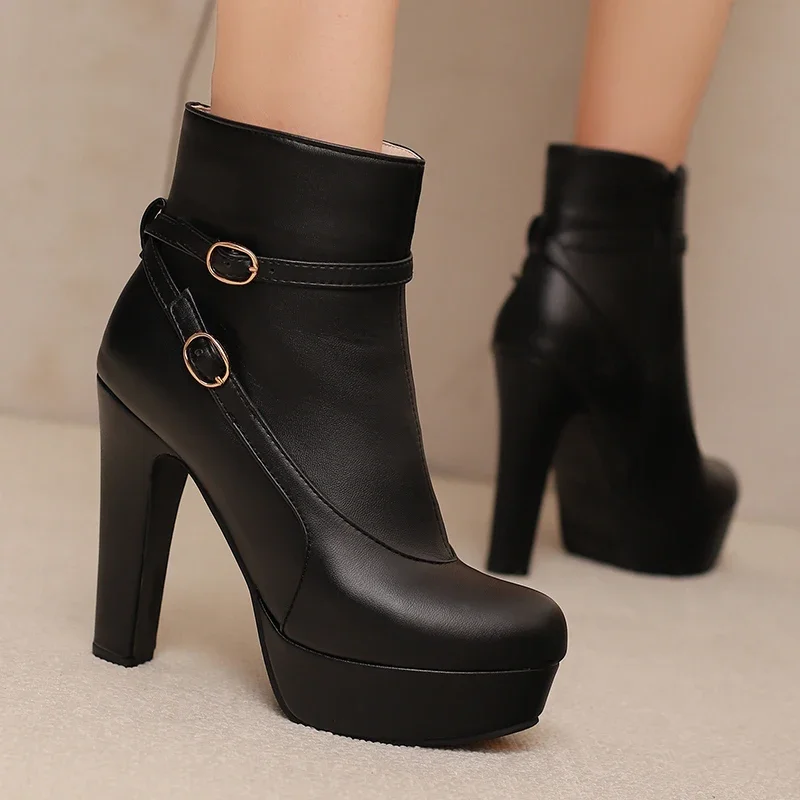 

Red Ankle Boots for Woman Winter Autumn Shoes Platform Yellow Black Short Boot High Heels Footwear Shoes Ladies Big Size 46 50