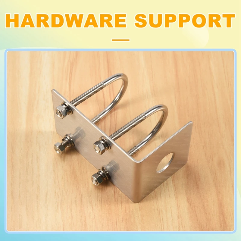 ●Stainless Steel Antenna Mount Bracket with U Style Bolts for Ham UHF VHF CB Cellular Trucker Antenna Use Accepted
