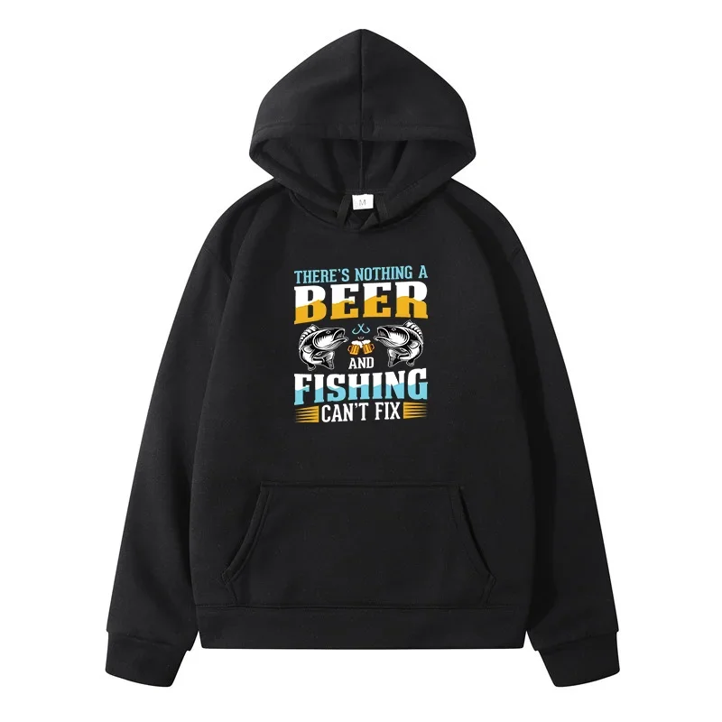 Sudaderas divertidas de Cerveza y pesca para hombre, suéter informal de algodón puro, sudadera Y2k de manga larga, otoño e invierno, 2024