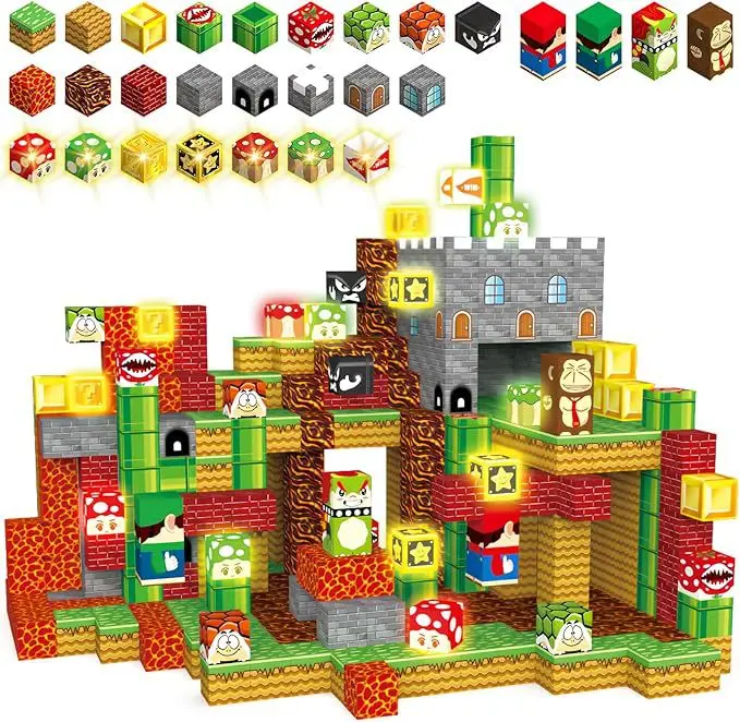Creatieve magnetische bouwsteenstenen Mijn beroemde scène Wereld architectonische set DIY-model Kinderspeelgoed Kerstcadeaus voor jongensmeisjes