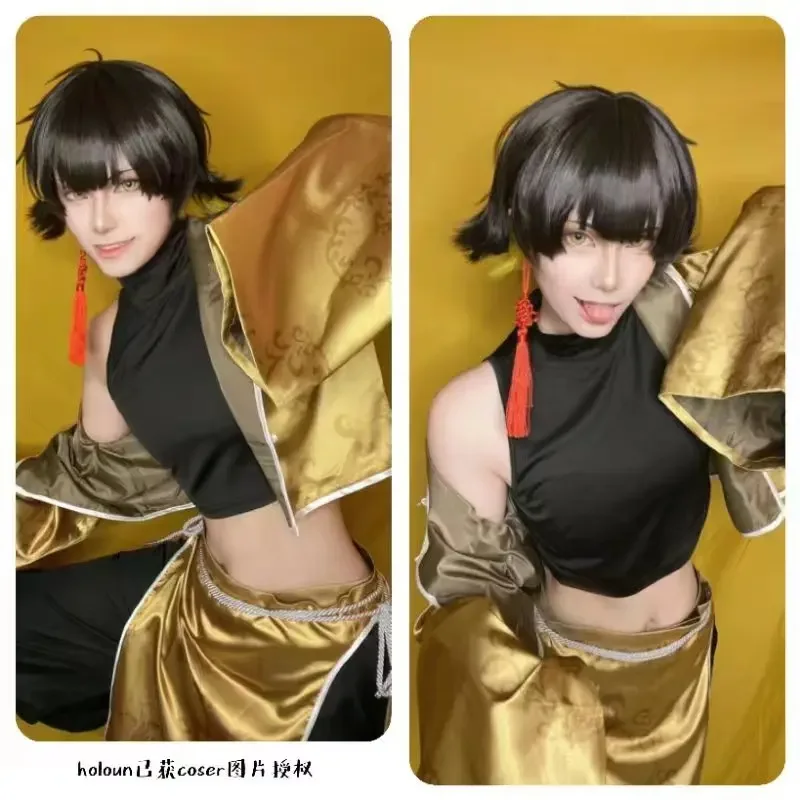 Blue Lock Anime Bachira Cosplay China Costume Kung Fu Tang Suit Wig Rose Net Sythetic Fibers Adjustable Size Gift Party