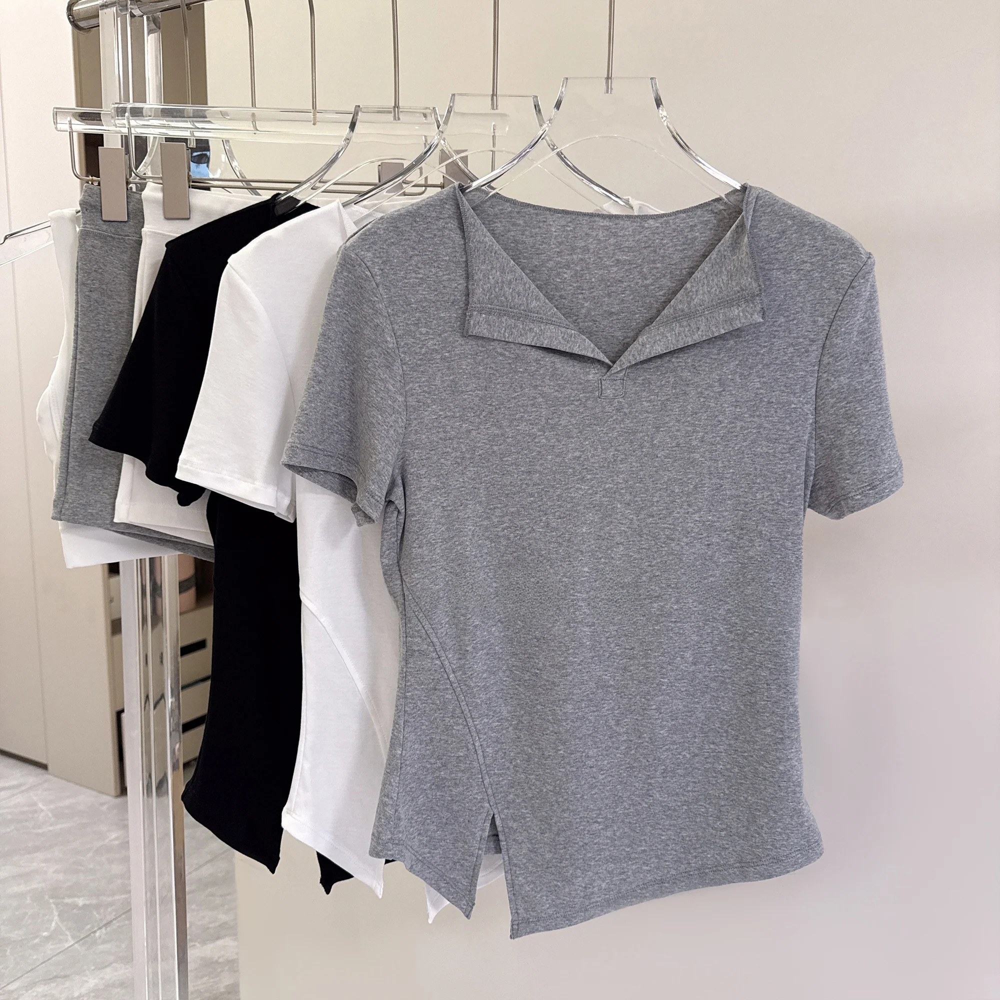 2026 New Yoga Sportswear Short Sleeve Women's Slim Fit Pilates Training Fitness Shirt Breathable Combed Cotton Lycra Polyester