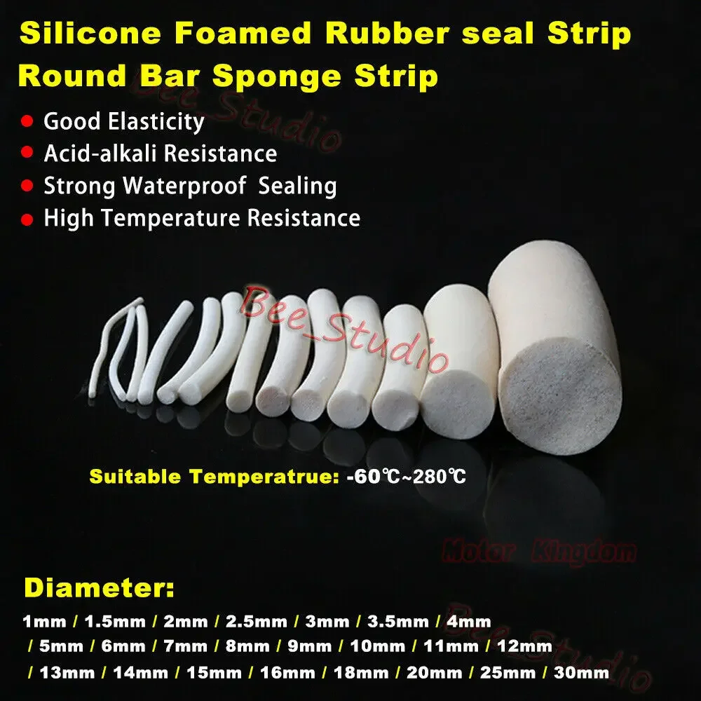 

1/2/3/4/4.5/5/6/7/8/9/10mm 1M Waterproof Foamed Silicone Rubber Seal Strip Silicon Sponge Cord Round Solid VMQ Foaming Cord