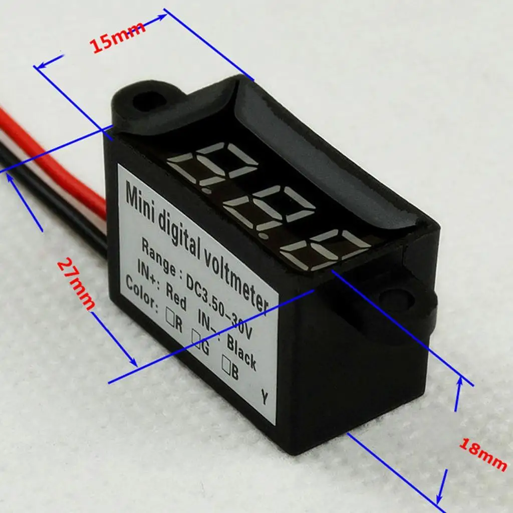 Wasserdicht 0,28" DC 3,5-30V Mini Digital LED Voltmeter Messgerät Auto Grün