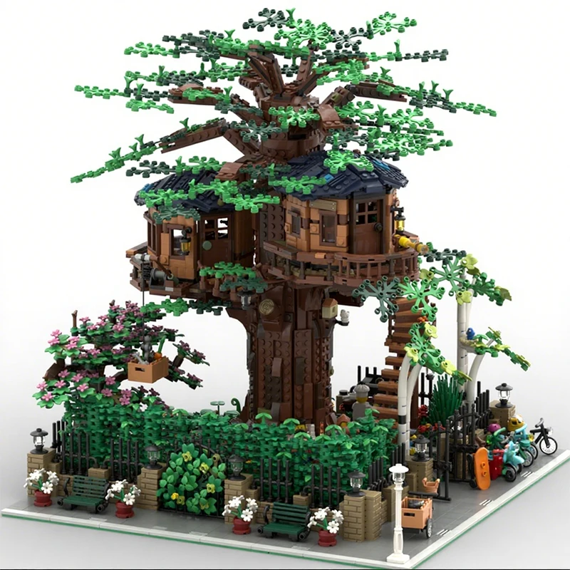 2096pcs MOC Modular Tree House BBQ Extension Creator Modular Streetscape Model Building blocks Architecture toy Christmas gifts
