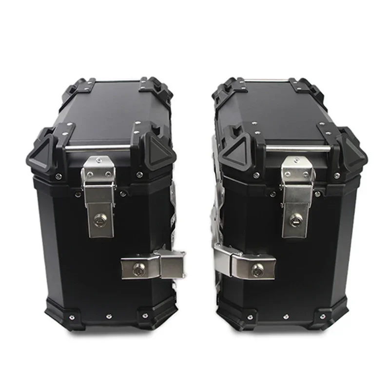 1 Pair 38L Aluminum Motorcycle Side Box Waterproof Luggage Box Bag Storage Moto Trunk Rear Helmet Topcase Motorcycle Toolbox