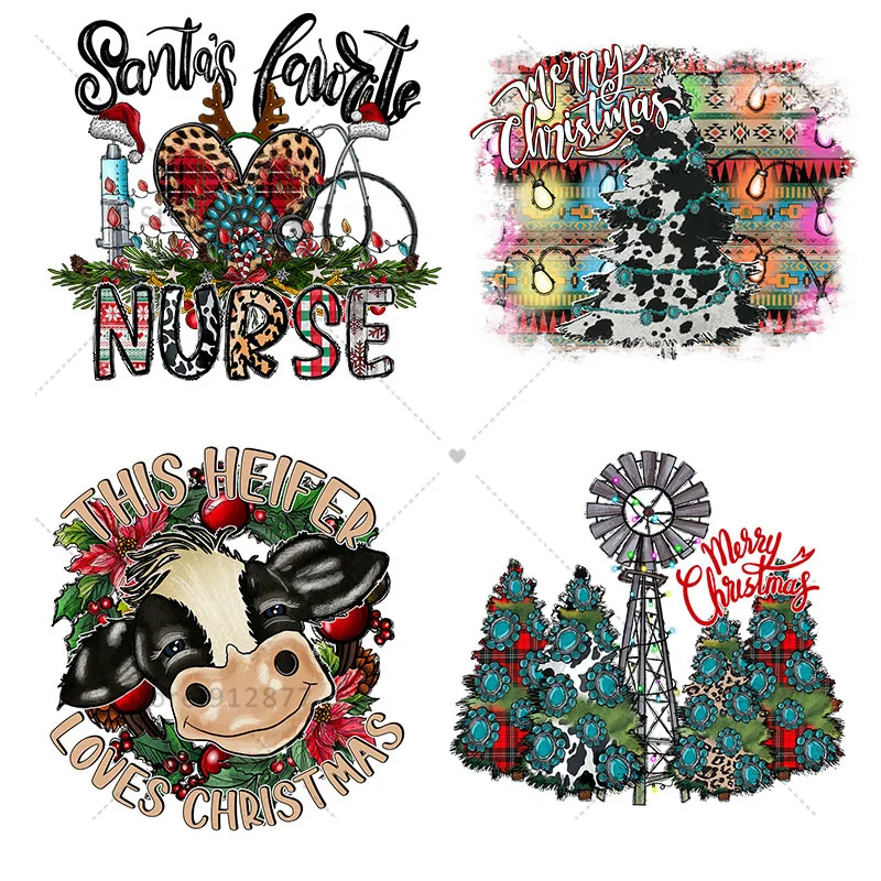 Печатная пресс-наклейка DTF, Рождественская любимая медсестра, учитель Санта, эта девушка любит Рождество, радость семьи, праздничные пользовательские этикетки