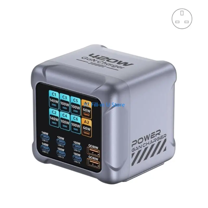 G8TA Very Fast 420W 8 Port Chargers With 100W & Intelligent Detections for Phones Tablets