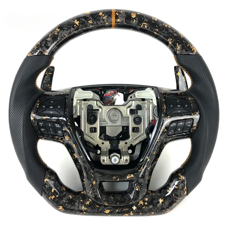 For Ford Explorer Custom Gold Powder Forged Carbon Fiber Sport Steering Wheel with Shift Paddles
