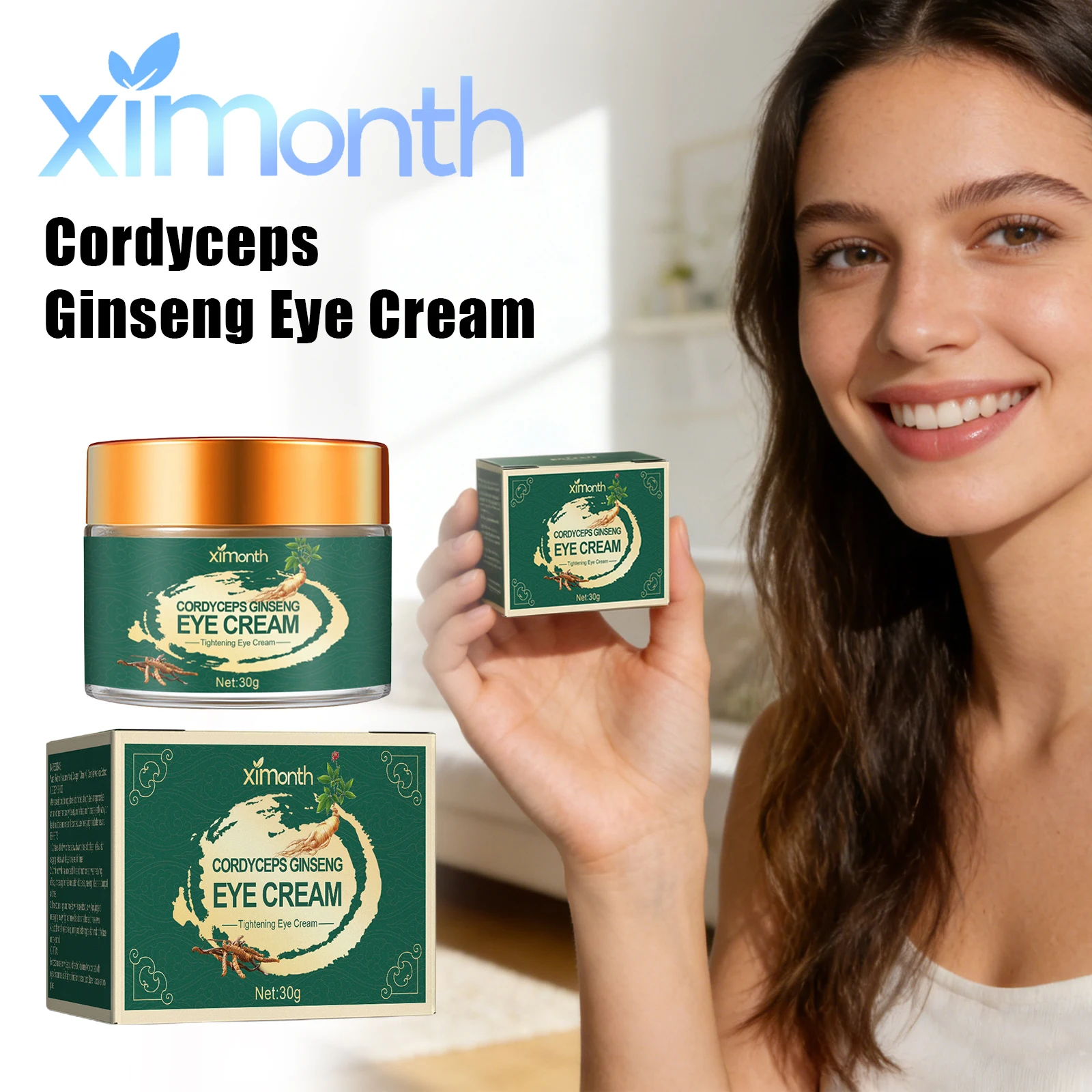 Cordyceps Ginseng Eye Cream Firming Eye Bag Smoothing Skins Improve Fine Line Relief Skin Fatigue State Herbal Eye Care Creams