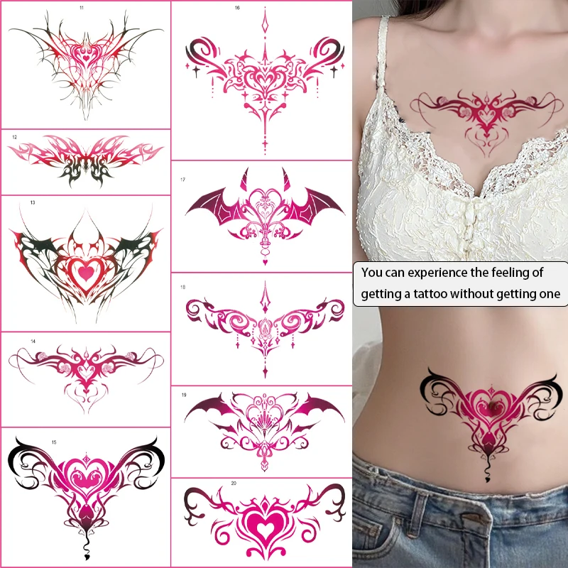 10pc/Lot Waist Abdomen Sexy Temporary Tattoo Sticker Female Covered Scar Waterproof Succubus Totem Human Fake Tattoos Watercolor