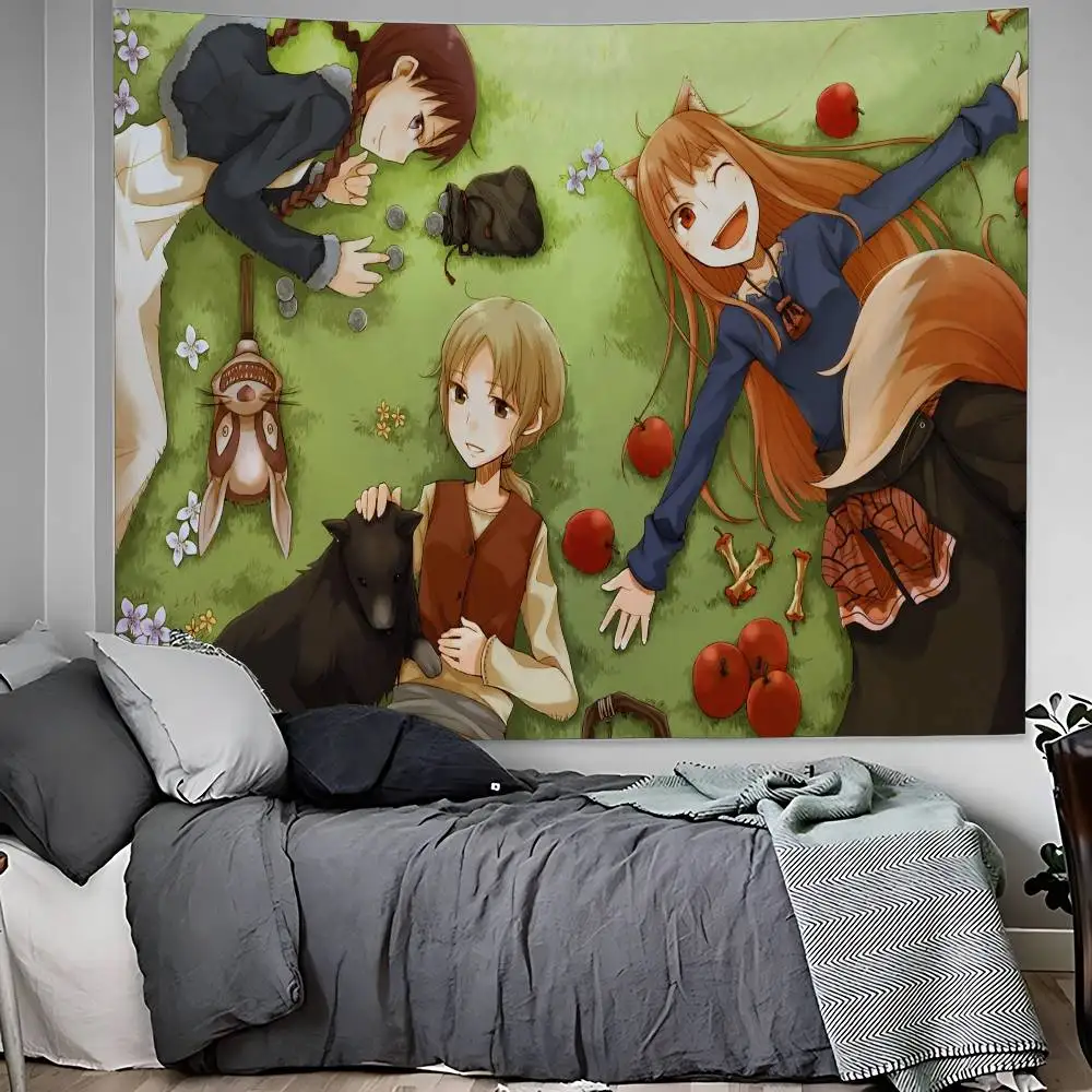 Cartoon Spice And Wolf DIY Wall Tapestry Bohemian Wall Tapestries Mandala Home Decor