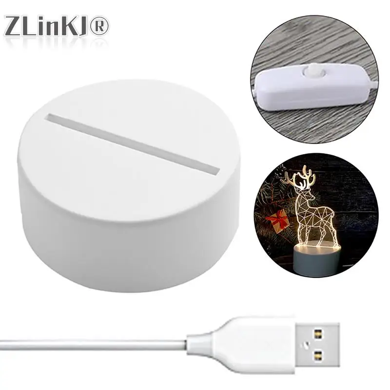 3W Lamp Base For Acrylic 1/3 Colors LED Lamp Display Stand 3D Night Light Cartoon Anime Lamp Holder USB White