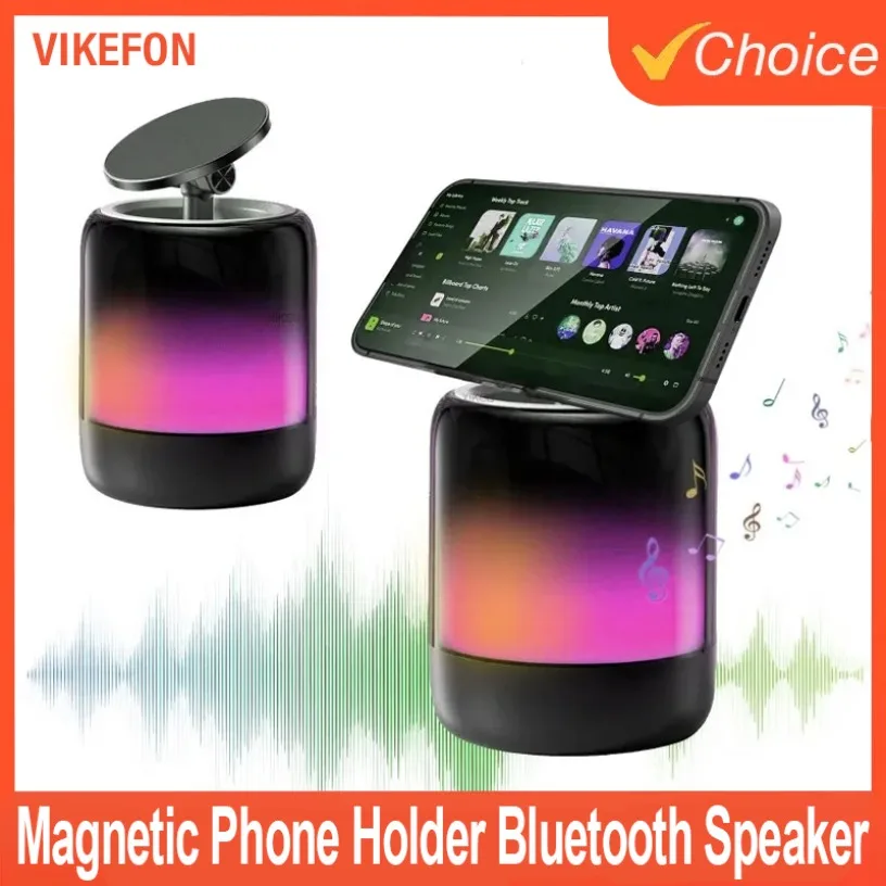 

Магнитный держатель для телефона Настольный динамик Bluetooth 5.3 для Magsafe iPhone, ритмической лампы RGB и радио, 3D стереоскопическое звуковое крепление