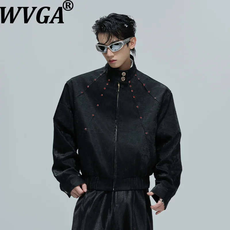 

WVGA Весна Осень Новые мужские модные кожаные куртки с длинными рукавами и принтом Tide Niche Chi Повседневные короткие пальто с воротником-стойкой Ins W12756