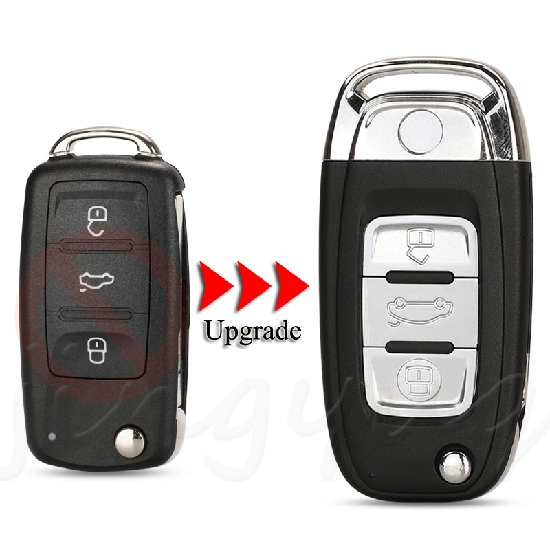 

Jingyuqin Modified Flip Key Case For VW Volkswagen Tiguan Touran Caddy Beetle Jetta Eos Golf Polo Hella 3Button Car Shell Fob