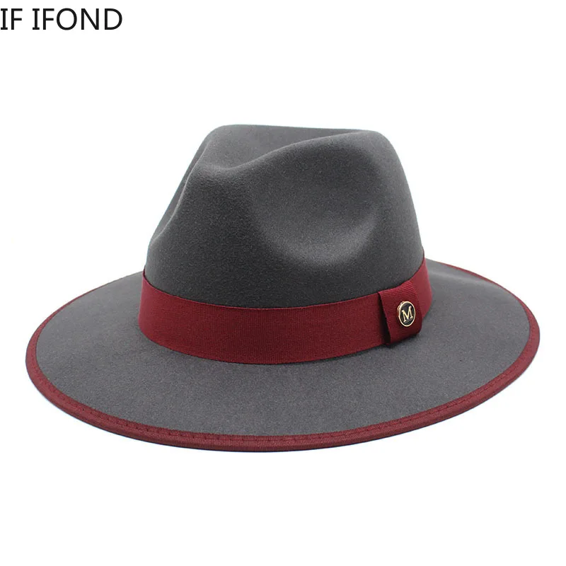 2022 New British Style Felt Jazz Fedora Hats Men Women Wide Brim Gentleman Formal Panama Cap Party Trilby Dress Hat