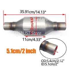 2 Inch/2.5 Inch Outlet 400cells Ceramic Core High Flow Stainless Steel 1PC Round Catalyst EURO1 Universal Catalytic Converter