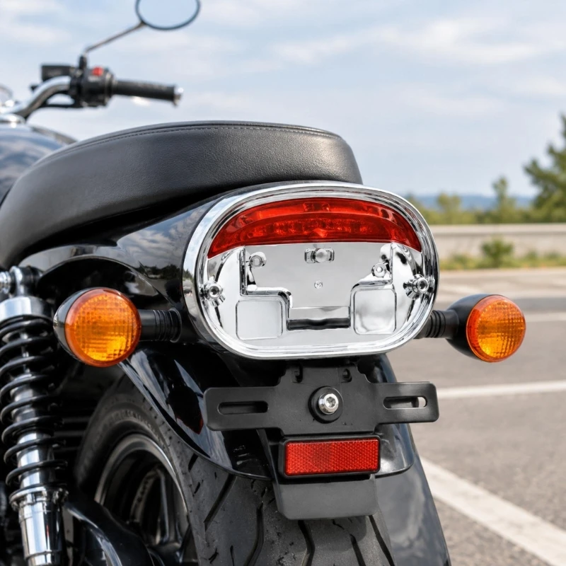 ABS Plastic Motorcycle Tail Light Backing Plate with Two Openings and Mounting Points for Rear Trim 68296-99A X37F