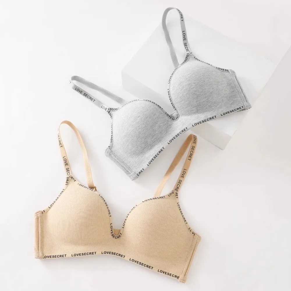 

English Letter Wireless Deep V Bra Shockproof Anti-sagging Push Up Underwear Adjustable Close-fitting Seamless Bras Sport