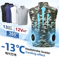 Chaleco eléctrico con ventilador, ropa con aire acondicionado, refrigeración para senderismo, trabajo de alta temperatura, pesca, 13 horas