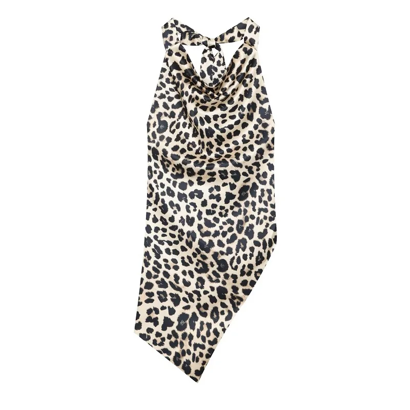 MUJER Sexy Satin-Neckholder-Top für Damen, asymmetrisches, rückenfreies Oberteil für Frauen, schulterfreies Sommer-Top, weibliches ärmelloses Tank-Top, Damen-Tops – Detail 2