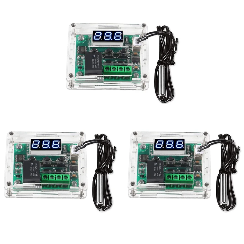 GTBL W1209 DC 12V Digital Temperature Controller Board -50-110°C Electronic Temperature Temp Control Module Switch (3-Pack)