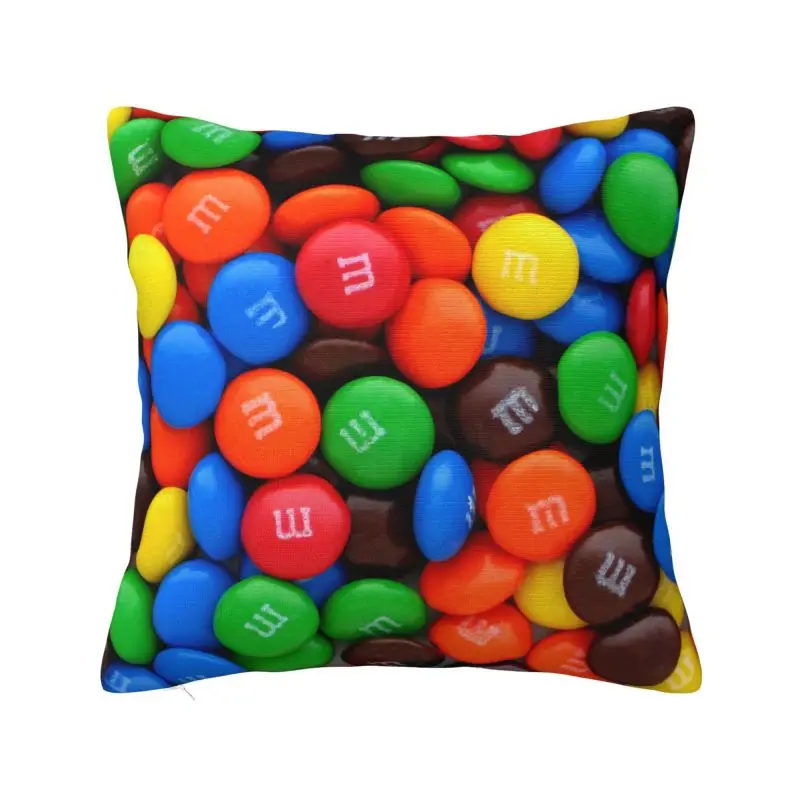 M&M's Chocolate Candy Pillow Case Living Room Decoration Fashion Outdoor Cushions Square Pillowcase