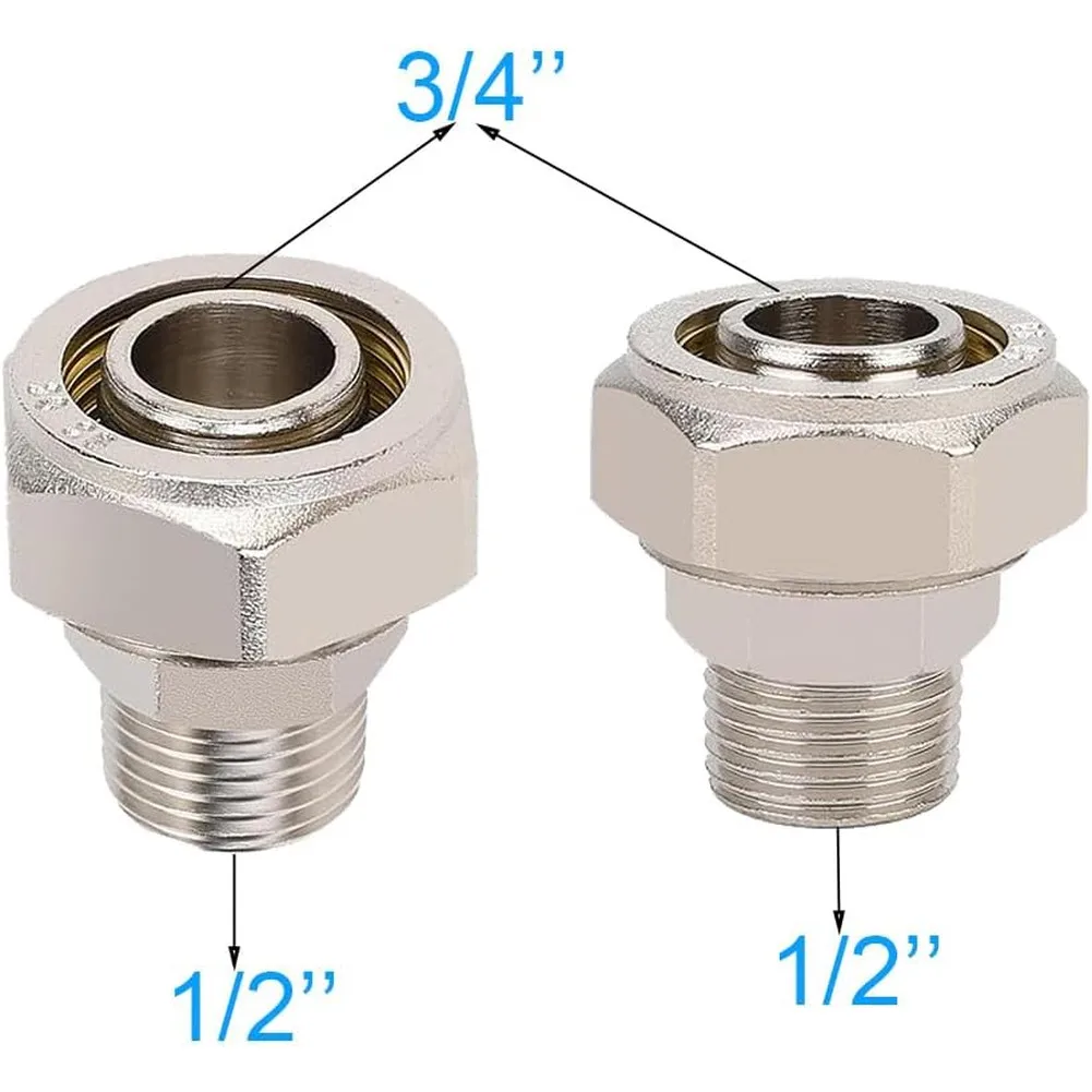 3/4 in x 1/2 in Nickel Plated Brass Straight Pneumatic Fitting for Air Transfer in Manufacturing and Maintenance Settings
