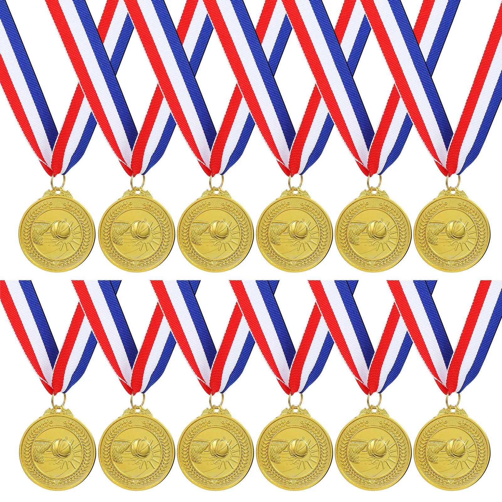 

12 Pcs Basketball Medals 5CM Gold Metal Awards Sports Party Favors Zinc Alloy Prizes Winner Trophies Lustrous Embossed