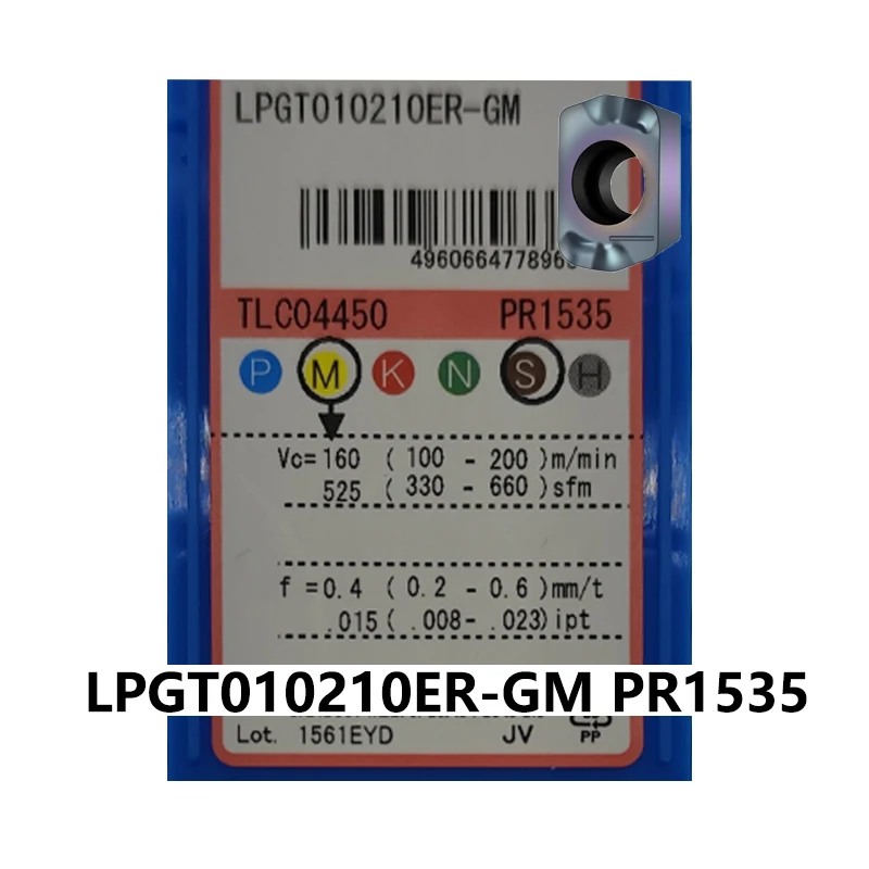 

100% Original LPGT010210ER-GM PR1535 PR1535 LPGT010210 ER LPGT 010210 Carbide Inserts CNC Cutter LPGT010