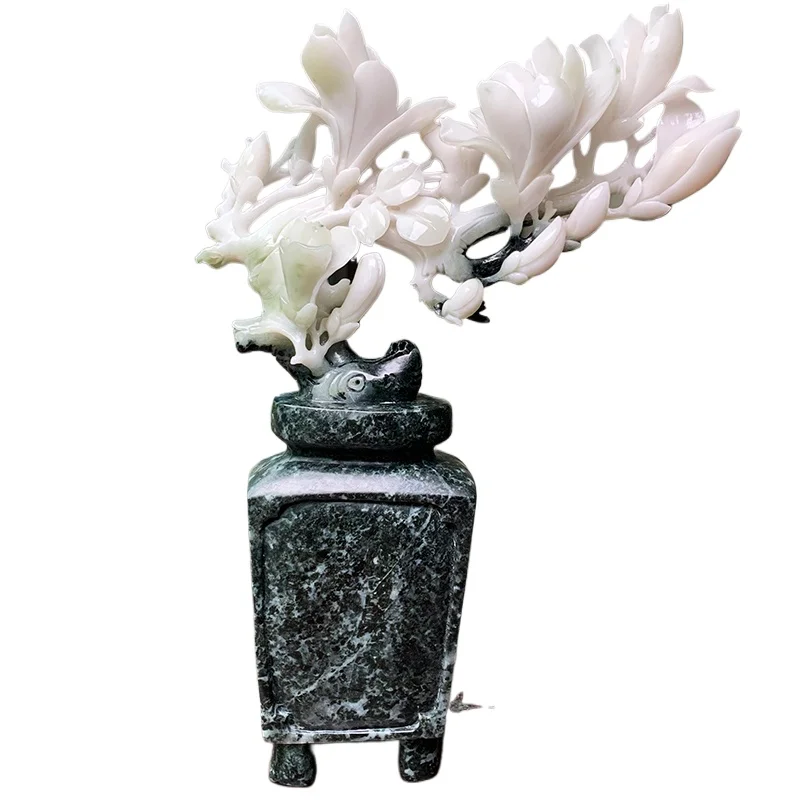 

Ornament Magnolia natural jade flower and bird ornament