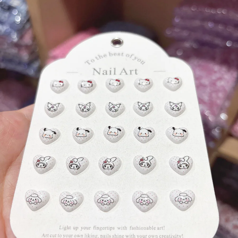 100개/팩 새로운 헬로키티 9*11mm 레진 네일 참 - 귀여운 하트 만화 네일 아트, 3D DIY 네일 액세서리 귀여운 매니큐어용
